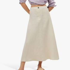 Mango Women Midi Skirt- 100% Linen New With Tag, Never Worn. #Tds293p Feminine Movement, Mango Women, Midi Skirt White, Mango Skirts, Linen Midi Skirt, Outfit Plan, Linen Color, Women Midi, Skirt White