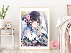 Cartoon Wall Art, Wall Art Diy, Printing Store, Poster Girl, Diy Home Decor Ideas, Flowers Digital, Anime Poster, Cartoon Wall