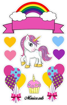 Topper de bolo Unicórnio Fondant Unicorn Cake Toppers, Diy Unicorn Cake, Unicorn Topper, My Little Pony Cake, Unicorn Birthday Cards, Little Pony Cake, Pony Cake, Mermaid Cake Topper, Number Cake Toppers