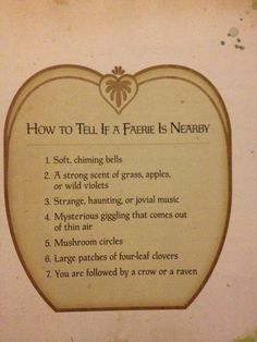 the instructions for how to tell if a faerie is nearby