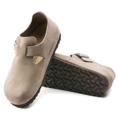 London Suede Leather Taupe | BIRKENSTOCK Birkenstock London, Taupe Shoes, London Models, Mens Clogs, Clogs Style, Birkenstock Women, London Shoes, Birkenstock Shoes, Womens Clogs