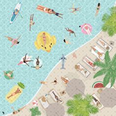 Flat Vector Summer Top View PNG - Toffu Co Top View People, Duck Float, Flamingo Float, Ipad Drawing, Beach Drawing, Photoshop Software, Artwork Inspiration, Beach Illustration, Ipad Drawings