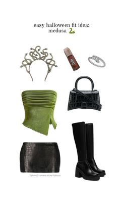 an assortment of women's clothing and accessories including boots, purses, gloves and scarves