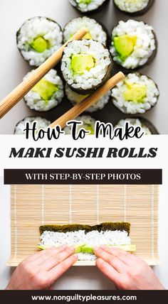 sushi rolls with text overlay how to make maki rolls