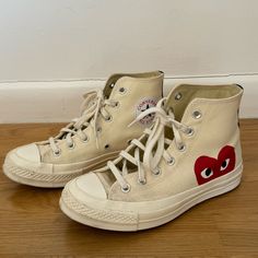 Great Condition Comme Des Garons Converse, Women’s Size 7! Nothing Wrong With Them, Just Slightly Worn (Maybe 5 Times) Converse Cream, Converse Women, Comme Des Garcons Converse, Women's Converse, Womens Converse, Dream Clothes, Converse Shoes, Converse, Size 7