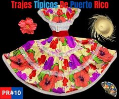 #ad Premium Quality TRAJES TIPICOS DE PUERTO RICO AMAPOLA FLOWER, JIBARA PLENA PUERTORRIQUE?A 3PC ., Fashion Women's Dresses Puerto Rican Culture Outfits, Traditional Puerto Rican Clothing, Puerto Rico Clothing, Flower Print Fashion, Flower Print Skirt, Puerto Rican Culture, Flower Skirt, Puerto Rican, Flower Hair Clips