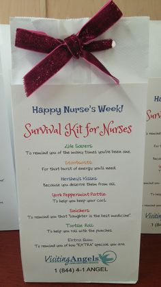 a sign that says happy nurse's week and has a ribbon on the front