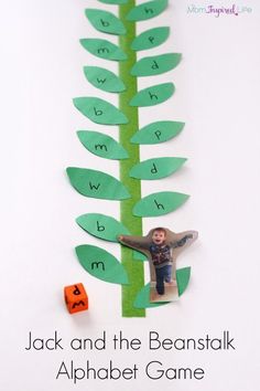 an alphabet game for children to play with the letters and numbers, including jack and the beanstak