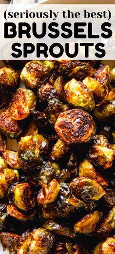 roasted brussel sprouts with text overlay