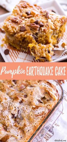 Pumpkin Desserts Easy Simple, Simple Fall Desserts, Gooey Pumpkin Cake, Pumpkin Desserts Easy, Pumpkin Earthquake Cake, Earthquake Cake Recipes, Cake Fall, Earthquake Cake, Dessert Halloween