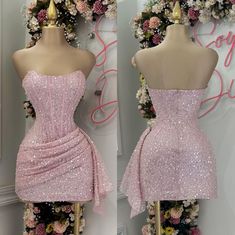 Item Details ： Product Number : C2568 Fabric: Sequin Silhouette: Sheath Sleeves：Sleeveless Back Style：Zipper Pink Birthday Dress, Party Dress Mini, Pink Dress Outfits, Mini Homecoming Dress, Dress Outfits Party, Hot Prom Dress, Sequin Homecoming Dress, Pink Dress Short, Mini Homecoming Dresses