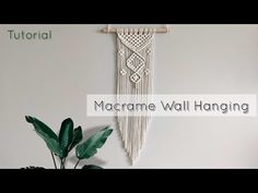 macrame wall hanging on the wall next to a potted plant with green leaves