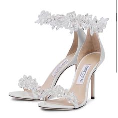 Bridal Jimmy Choo Maisel 100 Crystal Heels Never Been Worn Does Not Come With Box Size 5 But Fits A True Size 6. Designer High Heels, Wedding Dress Shoes, Embellished Sandals, Wedding Heels, Makati, Jimmy Choo Shoes, Bridal Wedding Dresses, Heel Shoes, Bridal Shoes