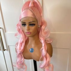 Product Details: Lace Front Wig Virgin Human Hair Custom Color Wig *Cap Style-Lace Front Wig *Material-Virgin Human Hair *Color-Same As Picture *Density-150% *Cap Size-Medium Wig Material, Human Hair Color, Wig Color, Pink Wig, Cap Style, Wig Cap, Lace Front Wig, Hair Colors, Lace Front Wigs