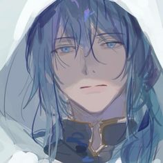 an anime character with blue hair wearing a hoodie