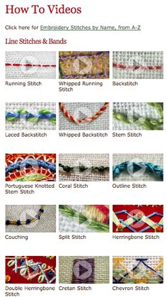 many different types of stitching are shown on this page, including the letters and numbers