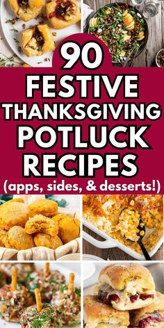 the cover of 90 festive thanksgiving potluck recipes