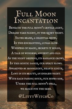 Full Moon Incantation, Full Moon Spells For Success, Full Moon Protection Spell, Witch Incantation, Incantation Spells, Full Moon Spells Witchcraft, Witch Chants, Full Moon Ritual Spells, Shadow Witch