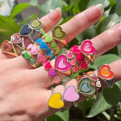 ✨ One size but best fits sizes 6/7/8✨ With its adorable two-tone brown heart, wear it alone, or pair it with other colorful rings for a combo made to boost your energy. It adds a pop of color to any casual outfit Jewelry Kawaii, Colorful Rings, Stacking Jewelry, Rings Stacking, Grunge Accessories, Trendy Rings, Indie Jewelry, Soft Girl Aesthetic, Couple Jewelry