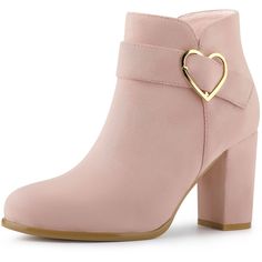 Shop Allegra K for buckle side zip chunky heel ankle boots you are looking for, get more women's chunky heel for yourelf. Order now! Free Returns! Winter Shoes For Women Work, Shoes For Women Heels, Cute Shoes Boots, Wrap Around Heels, High Heels Ankle Boots, Block High Heels, Dust Pink, Chunky Ankle Boots, Gorgeous Boots