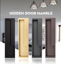 the hidden door handle is shown here in three different colors and sizes, along with four lights