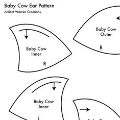 the baby cow ear pattern is shown in three different directions, including one for each child's head