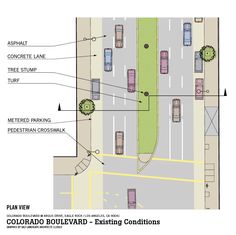 an overhead view of a parking lot with instructions on how to park and where to go