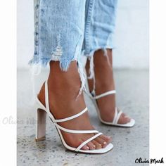 Olivia Mark - Sophisticated Strappy Sandals Sepatu Pump, Hak Tinggi, Snake Heels, Dr Shoes, Fun Heels, Gladiator Heels, Open Toe High Heels, Square Toe Heels, Super High Heels