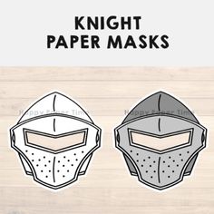 three masks with the words knight paper masks on them