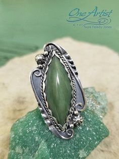 Mossy Lady Ring, Green Moss Agate Statement Ring, sterling silver, Fine silver, boho, art nouveau Green Moss Agate, Fine Jewelery, Statement Ring Silver, Silver Work, Red Earrings, Agate Ring, Metal Clay, Boho Art, Matching Necklaces