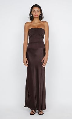 Dua Strapless Dress in Dark Chocolate by Bec + Bridge Mesh Formal Dress, Bridge Dress, Perfect White Tee, Bec And Bridge, Bias Cut Skirt, Bec Bridge, Strapless Maxi, Bec & Bridge, Strapless Maxi Dress