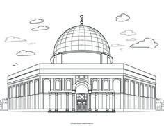 an outline drawing of the dome on top of a building with columns and arches around it