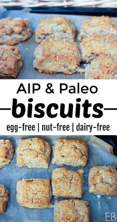 an image of biscuits on a baking sheet with the words, app & paleo biscuits