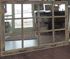 Homesteader 12 Pane Extra Large Barnwood Window Mirror Shutter Mirror, Window Pane Mirror, Rustic Mantel, Farmhouse Window, Rustic Window, Country Wall Decor, Farmhouse Windows, Rustic Mirrors, Old Windows