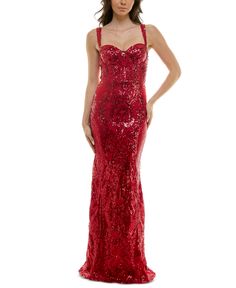 in stock Red Sparkle Prom Dress, Evening Gowns Online, Red Sequin Dress, Macy Dresses, Gown Red, Evening Gown Dresses, Red Sequin, Gowns Online, Gowns With Sleeves