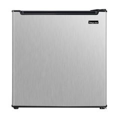 a small silver refrigerator on a white background