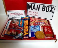 the man box is packed with candy and snacks