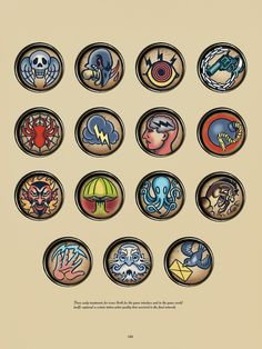 an image of different types of badges on a beige background with the words, i am not sure what this is