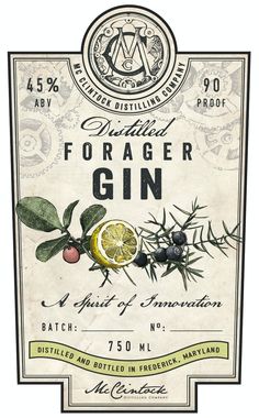 an old fashioned label for a gin product