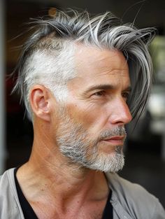 Older Men Haircuts Over 50, Long Hair Shaved Sides, Haircuts Over 50, Older Men Haircuts, Older Mens Hairstyles, Mens Hairstyles With Beard, Beard Haircut, Men Over 50, Grey Hair Men