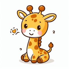 a cartoon giraffe sitting on the ground