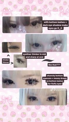 Kawaii Makeup Looks, 2014 Coquette, Kawaii Goth Aesthetic, Kawaii Makeup Tutorial, Makeup Anime, Marla Singer, Makeup Tuts, Gyaru Makeup, Cute Eye Makeup