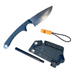 a knife and some tools on a white background