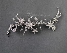 Antique Silver Crystal Stars Hair Clip - Cassandra Lynne Formal Hair Accessories, Dreamy Design, Silver Hair Accessories, Prom Hair Accessories, Silver Hair Clip, Bright Crystal, Silver Hair Pin, Diamond Hair, Expensive Jewelry Luxury