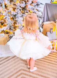 White Puffy Girls Dress Baby Birthday Party Dress Flower - Etsy.de Long Sleeve Princess Dress With Ruffles For Wedding, Long Sleeve Wedding Princess Dress With Ruffles, Cute Long Sleeve Princess Dress For Baptism, White Princess Tutu Dress In Organza, White Princess Organza Tutu Dress, White Organza Tutu Dress For Baptism, White Princess Style Tutu Dress In Organza, Elegant Organza Dress For Birthday, White Princess Style Organza Tutu Dress