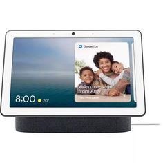 an amazon echo device is shown with the google home button on it's display