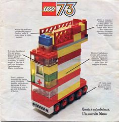 an advertisement for the lego 757 fire truck with instructions on how to use it