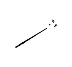 a black and white photo of a wand with stars