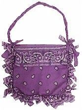 a purple purse with ruffles on it