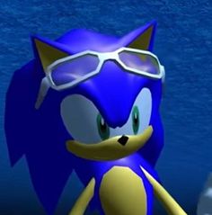 sonic the hedgehog is wearing goggles and swimming